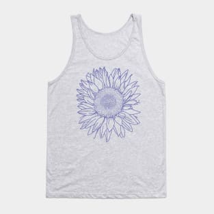 Very Peri Periwinkle Blue Sunflower Floral Line Drawing Tank Top